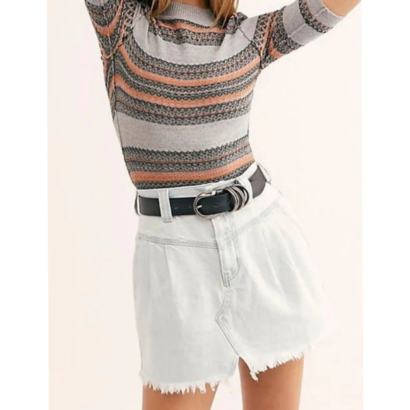 NWT Free People Side Car Denim Mini Skirt Size 27 - Picture 1 of 12